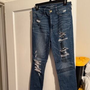 American Eagle Outfitters Women's Ripped Blue Skinny Jeans